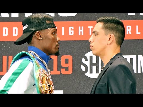 JERMALL CHARLO LOCKS EYES WITH JUAN MACIAS MONTIEL IN FIRST FACE TO FACE IN HOUSTON  - FULL FACE OFF