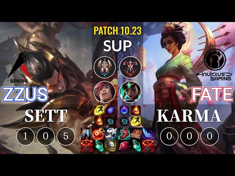 ASP Zzus Sett vs IG Fate Karma Sup - KR Patch 10.23
