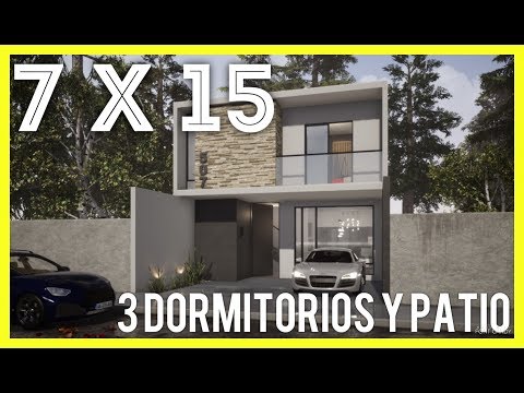🏡PLANO DE CASA DE 7 X 15 METROS #arquitectura #planosdecasas #fachadasdecasas #desgin #sobrado