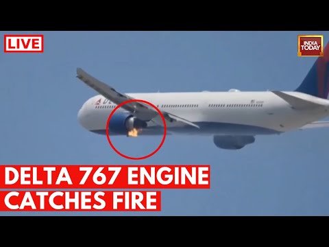 Plane Catches Fire Mid-Air LIVE Updates: Delta's Boeing 767 Engine Catches Fire Mid-Air | News Live