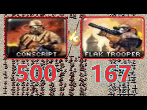Conscripts vs Flak Troopers - The power of Flak - Same Cost - Red Alert 2