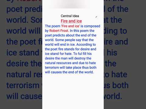 Fire and ice Central idea class 10 board exam 2025