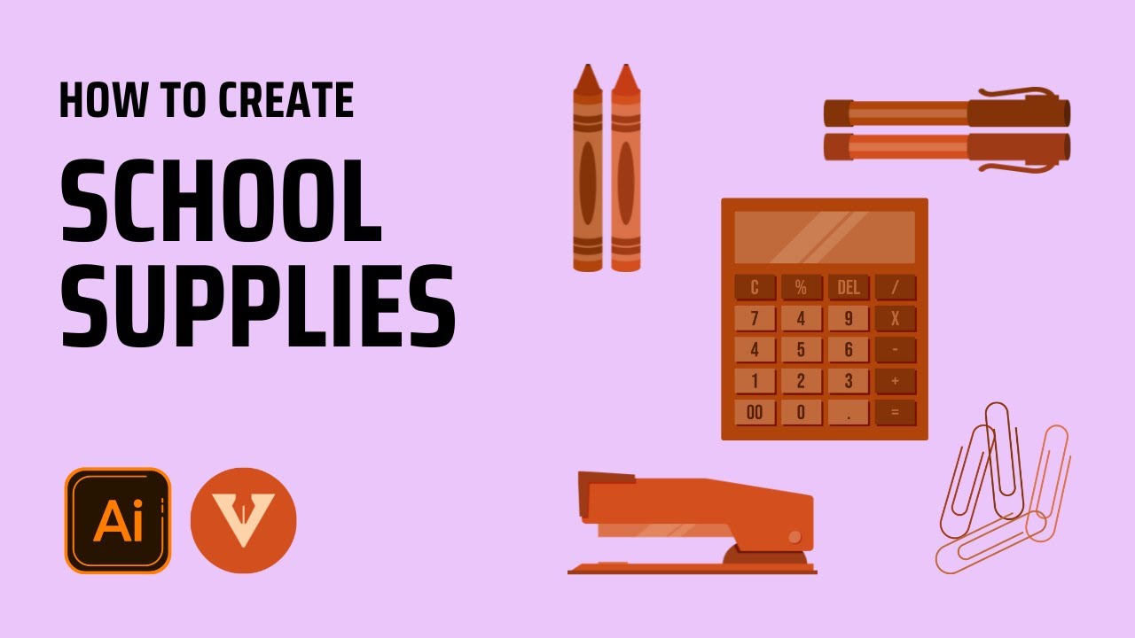 Adobe Illustrator Process - Create School Supplies Flat Design (Part 2)