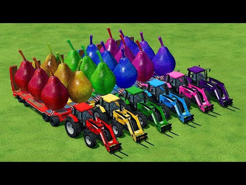 LOAD & TRANSPORT GIANT COLORFUL PEARS WITH CASE TRACTORS - Farming Simulator 22