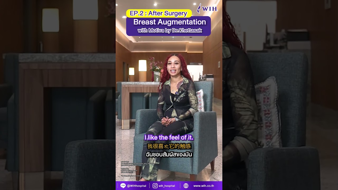 Deja, 7 days post-operation, Breast Augmentation with Motiva by Dr. Cheetasak