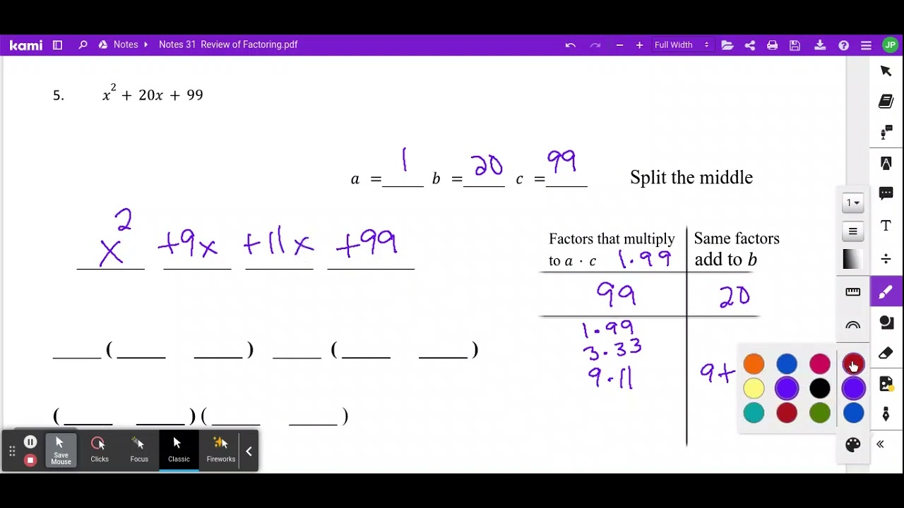 Notes 31 Review of Factoring.pdf