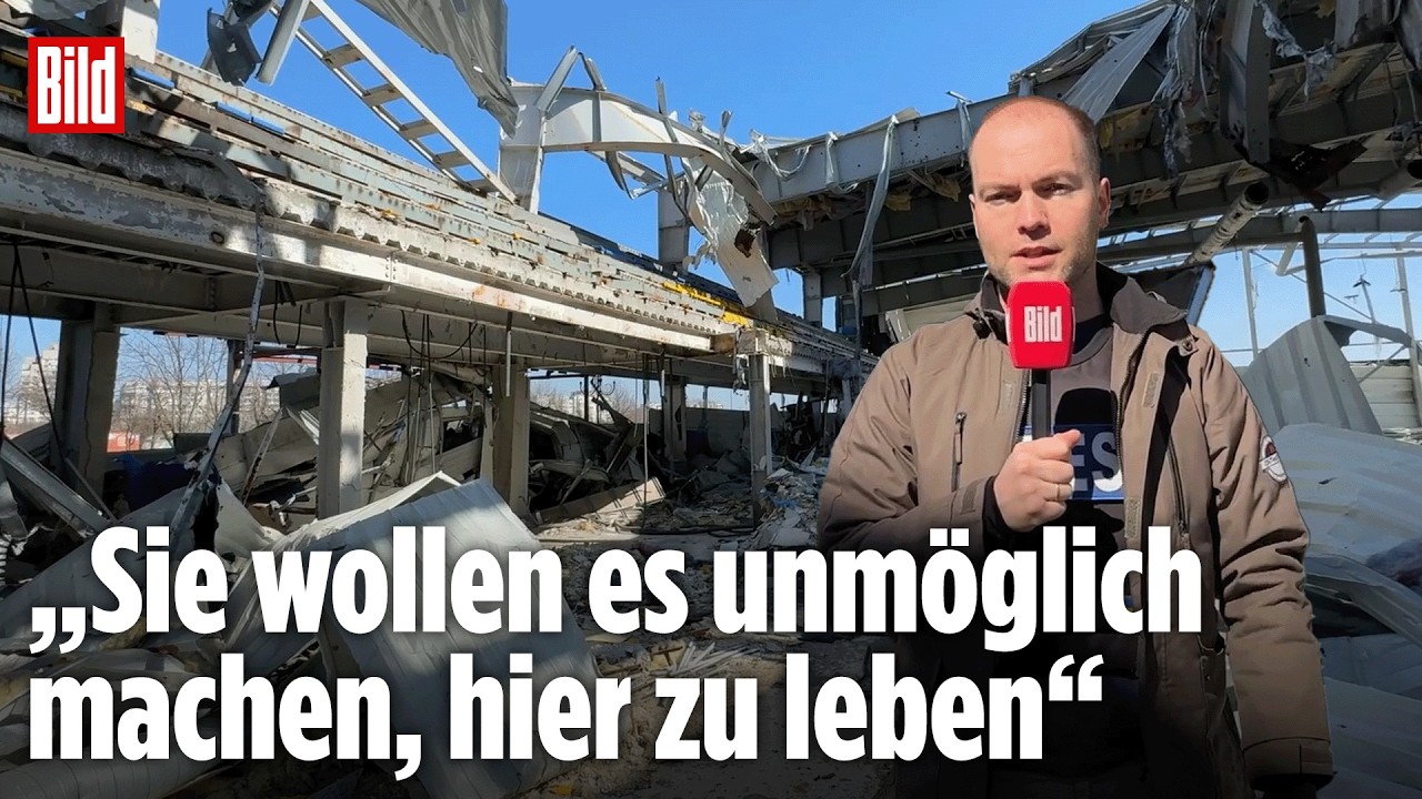 Russland zerstört Eishockey-Arena von Cherson | BILD-Lagezentrum VOR ORT