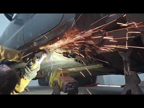 VW polo sill replacement rust repair. Fitting a new sill panel. Vehicle body repair.