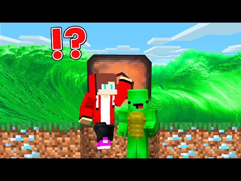 Security Poison Tsunami VS JJ and Mikey in Secret Bunker in Minecraft - Maizen bunker house base
