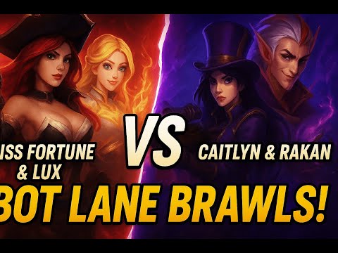 Miss Fortune & Lux vs Caitlyn & Rakan Epic Bot Lane Brawls!