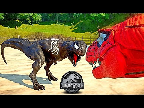 Spiderman vs Venom, Megalorex, Killer Whale Spinosaurus Fight - JURASSIC WORLD EVOLUTION