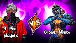 Crowz Minax | 1 Mobile vs 4 Pro Pc Players | 1 vs 4 clutch ⚡ #freefire #1vs4