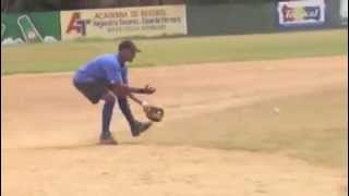 preview picture of video 'Baseball Infielder Carlos Manuel Fielding Ground Balls in the Dominican Republic in 2009'