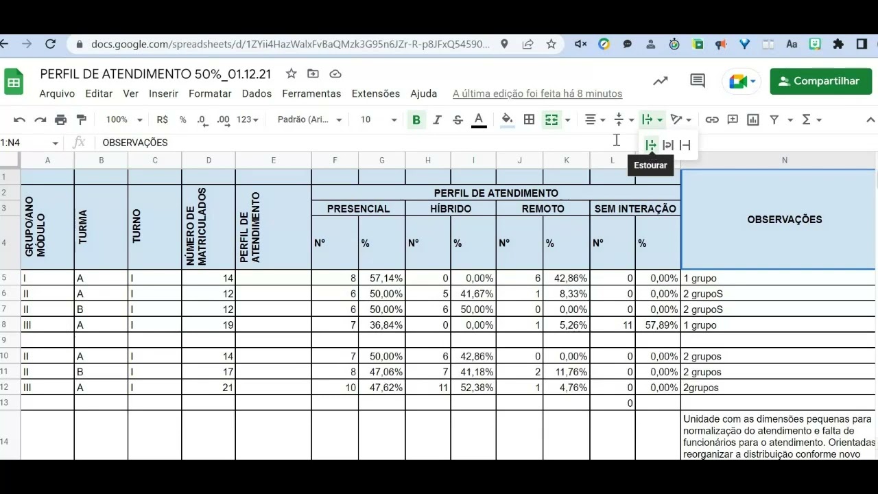 Alinhamento e Ajuste de textos no Google Planilhas