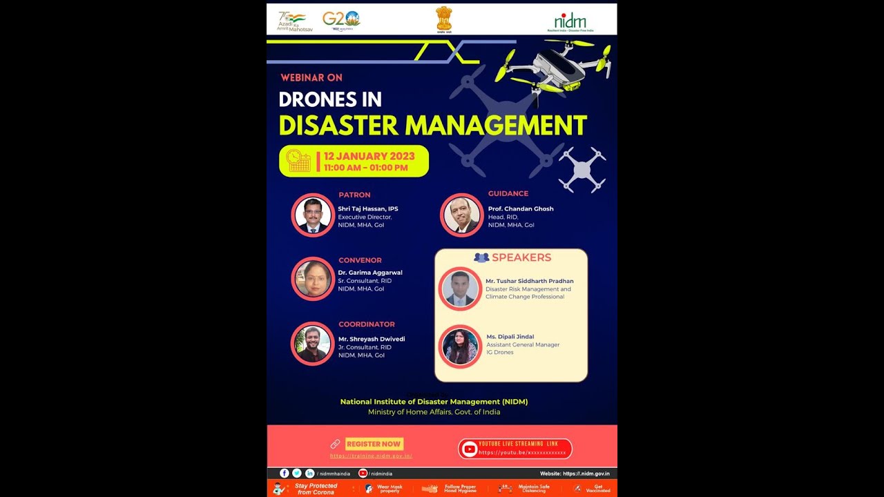 Webinar on Drones in Disaster Management.| DISASTER IN INDIA | MHA | COVID-19 | DRR | DM ACT 2005
