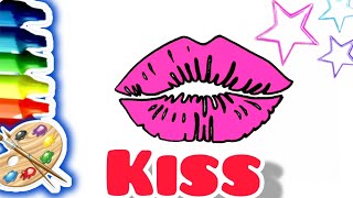 How to draw a kiss very easy, Drawing for kids | For beginners