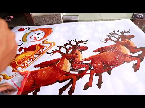 Decal trang trí Noel Merry christmas & Happy new year 2026 chữ đỏ