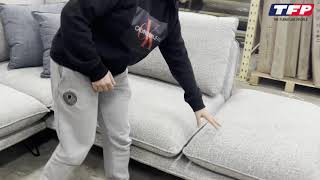 2 Seater Fabric Sofa with Chaise and Headrest - Wallu - The Furniture People