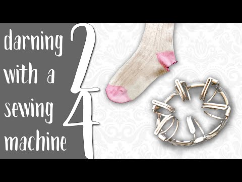 Singer Stocking Darner 35776 attachment : darning/mending sock hole / sewing machine - tutorial