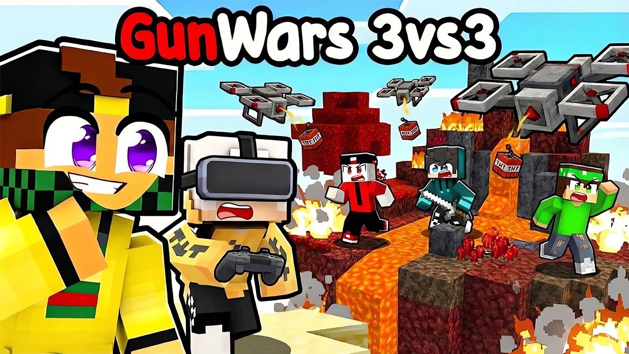 GUNWARS 3vs3 con I DRONI ESPLOSIVI - MARCY e BADDI e ZEYXON vs NICO e LOCO e DAMIANO MINECRAFT ITA