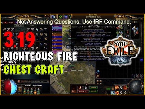 ⚡ POE 3.19 ⚡ Pohx - Righteous Fire Chest Craft