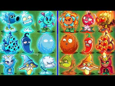 Pvz 2 Discovery - All Plants Same Shapes Team BLUE vs RED ORANGE - Who Will Win?