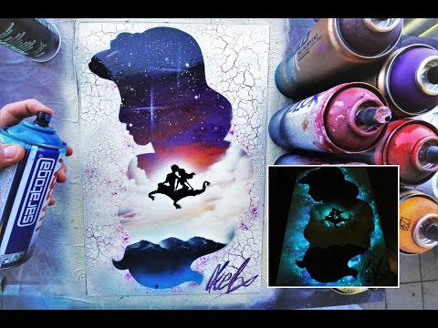 Aladdin GLOW IN DARK - SPRAY PAINT ART - by Skech Video