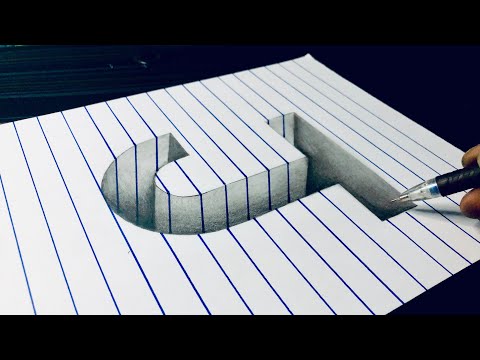 Drawing letter J hole in line paper - 3d trick art