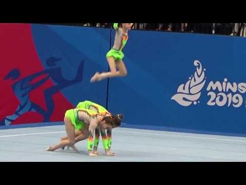 ACROBATIC GYMNASTICS FINAL womens group BELGIUM  II European Games 2019 MINSK RESULTS