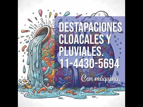 Destapaciones en Berazategui 11-4430-5694 de cloacas y pluviales. Cañerías de desagües con máquina.