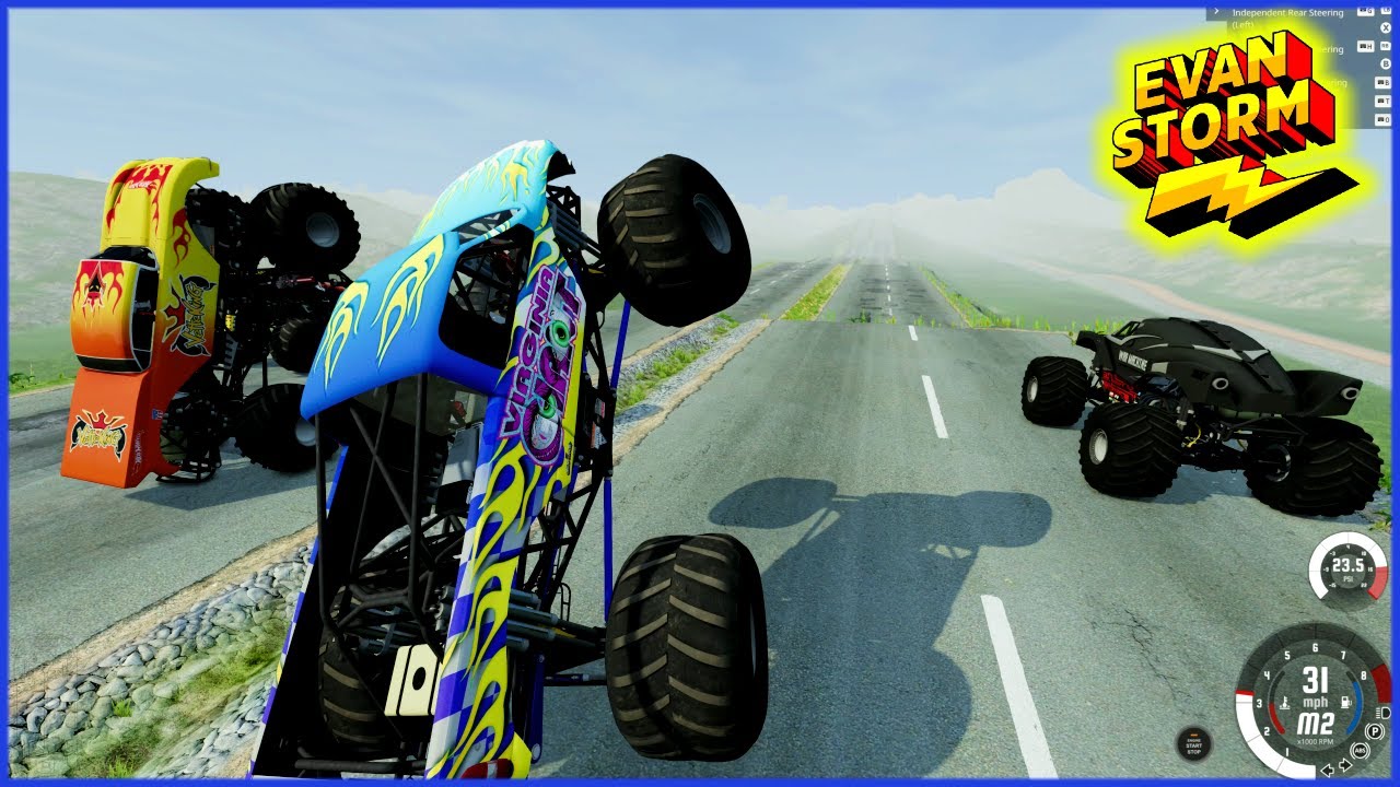 Beam NG Drive DownHill Monster Truck Racing Featuring Evan Storm and Toucanplays