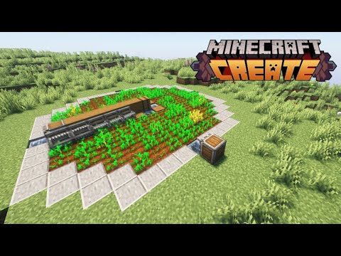 Fully automatic crop farm with the Minecraft Create mod