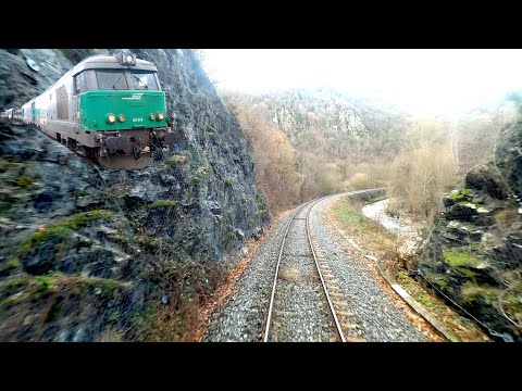 ★ 4K 🇫🇷 Clermont-Ferrand - Neussargues en BB67400 cab ride, France [01.2023] Führerstandsmitfahrt