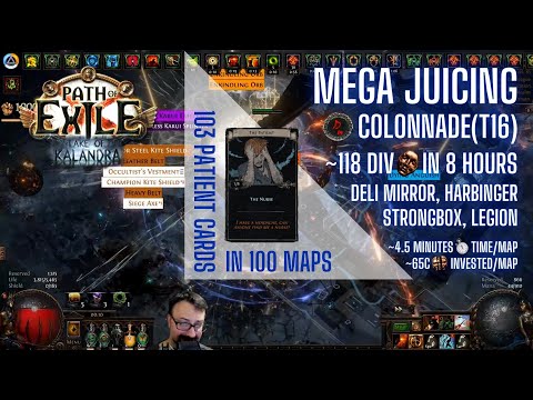 [PoE 3.19] 100 MAPS - MFing The Patient on Colonnade(T16) - Prep & Results (12-16div per hour)