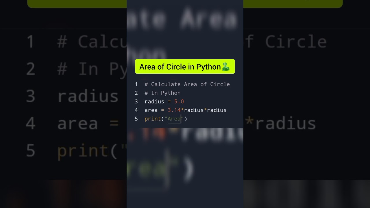 Calculating Area of CIRCLE in Python🐍|#python