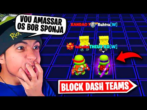 🔥 TARTARUGAS NINJAS VS BOB ESPONJA 😱 O 2V2 MAIS ÉPICO DO MEU CANAL NO BLOCK DASH