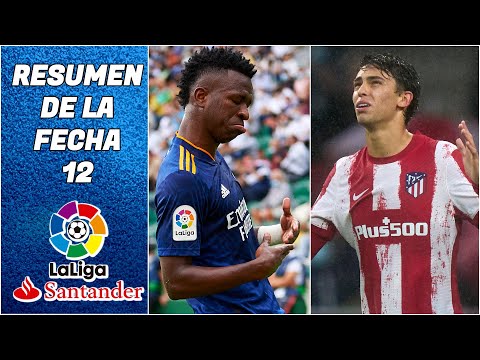 EL RESUMEN de fecha 12 en La Liga española. Goleada del Atleti, gana el Madrid y empata el Barcelona