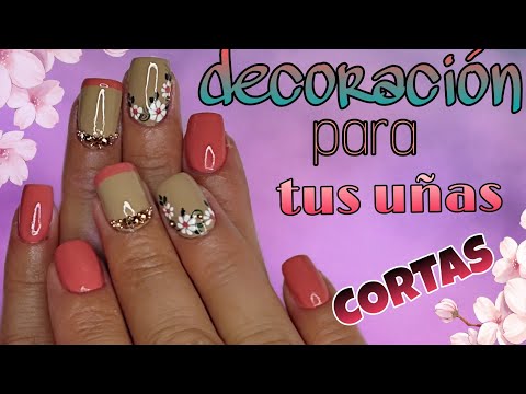 Como DECORAR tus uñas CORTAS/How to decorate your short nails. 😍