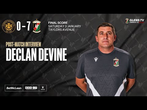 Post-Match interview |  Carrick Rangers 0-7 Glentoran | 3 January 2026 - Declan Devine