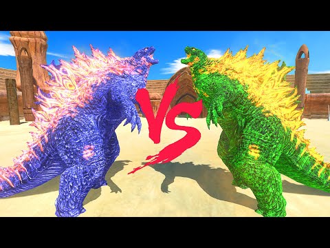 BLUE GODZILLA vs GREEN GODZILLA - Animal Revolt Battle Simulator
