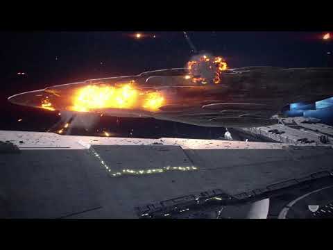 Imperial Star Destroyer blows up Rebel MC80 Star Wars Battlefront 2.
