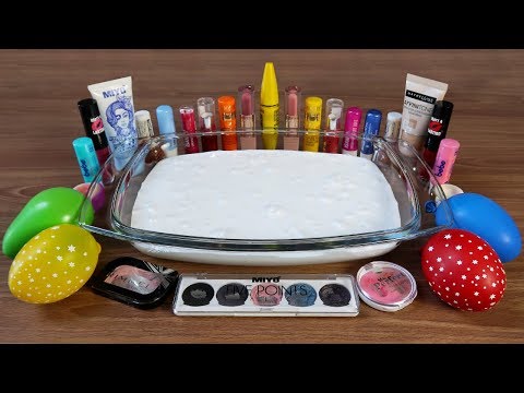 Mixing Makeup Into Glossy Slime ! Recycling My Makeup In Slime ! RELAXING SLIME WITH BALLOONS Video