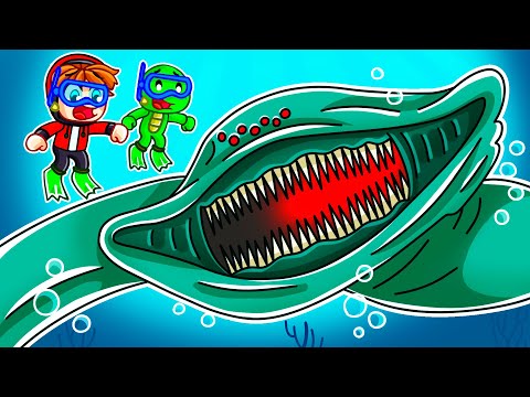 JJ and Mikey VS SEA MONSTERS In Maizen Roblox !
