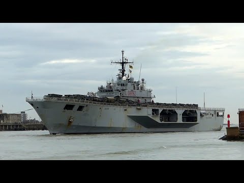 The Italian Navy ship San Giorgio coming into Portsmouth harbour. Thursday 15 February 2024