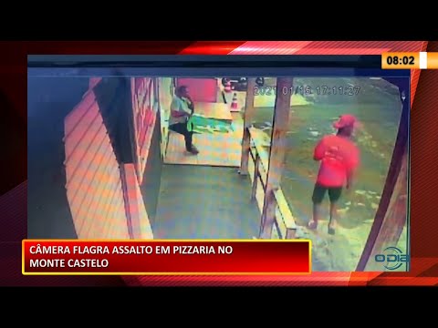 Câmera flagra assalto em pizzaria no Monte Castelo 18 01 2021