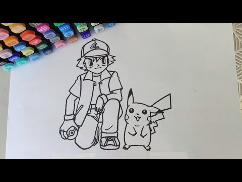 SACHA ET PIKACHU DESSIN ANIMÉ COLORIAGE POKÉMON 🖍️