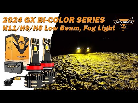 Auxbeam® H11/H9/H8 Dual Color Switchback LED Bulb Fog Lights/Low Lights 110W GX Bi-Color Series