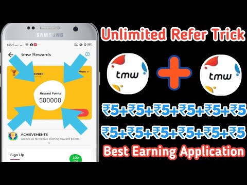 {Unlimited Refer Trick} Tmw Unlimited Refer Trick | Best Earning Application | Live Proof In Video Video