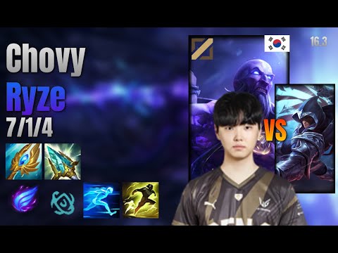 Chovy Mid Ryze vs Talon lol KR solo rank Full Game 16.3 | 쵸비 라이즈 vs 탈론