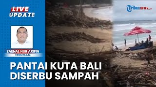 Potret Sampah Menggunung di Pesisir Pantai Kuta Badung Bali, Wisatawan Nikmati Bermain Air
